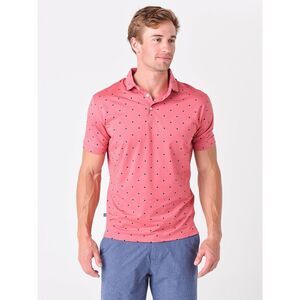 Mizzen +‎ Main Wilson Polo Shirt Mens 2XL Salmon Trim Fit Geometric Performance